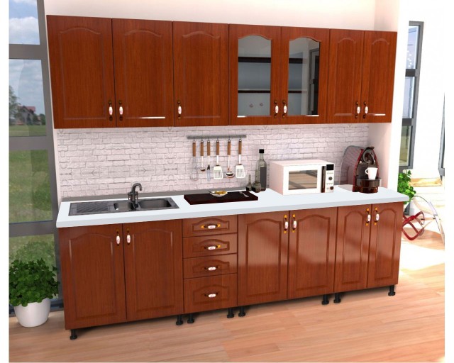 Bucatarie Zebra 2.6 metri MDF cedru frezare mustata